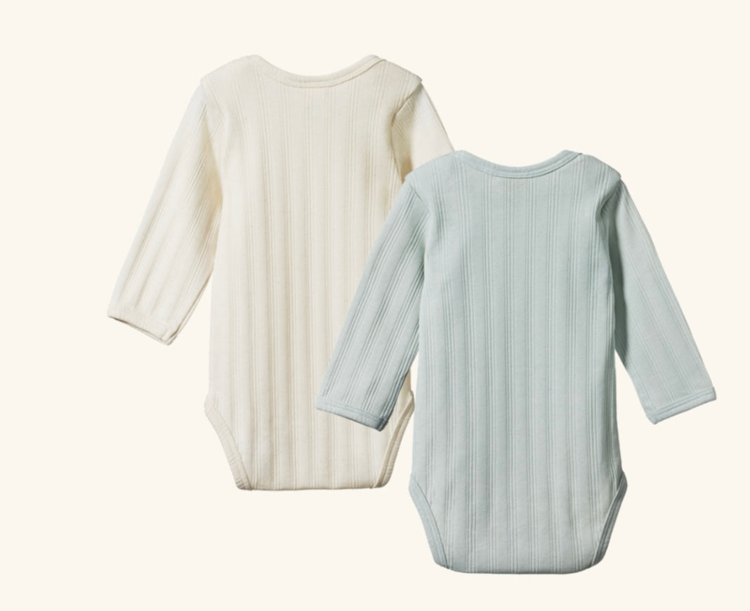 2 pack derby long sleeve bodysuits (sea)