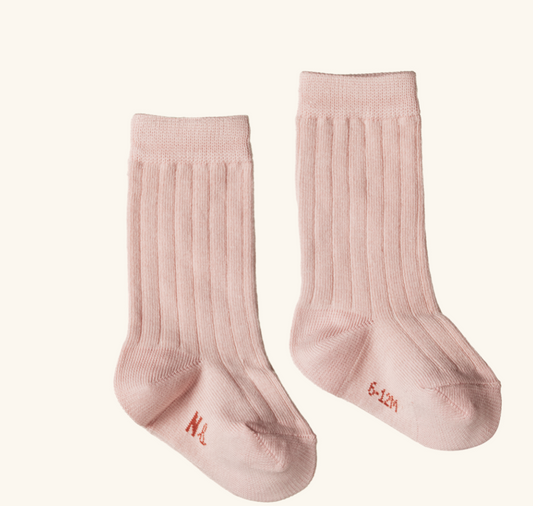 Organic Rib Socks- Rosebud