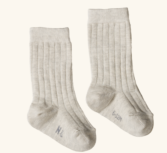 Organic Rib Socks- Grey Marl