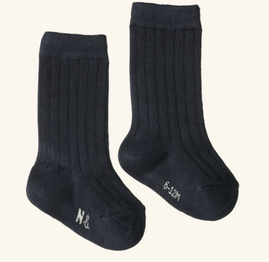Organic Rib Socks- Navy