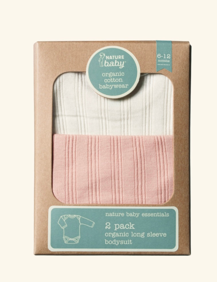 2 pack derby long sleeve bodysuits (NATURAL/ROSE BUD)