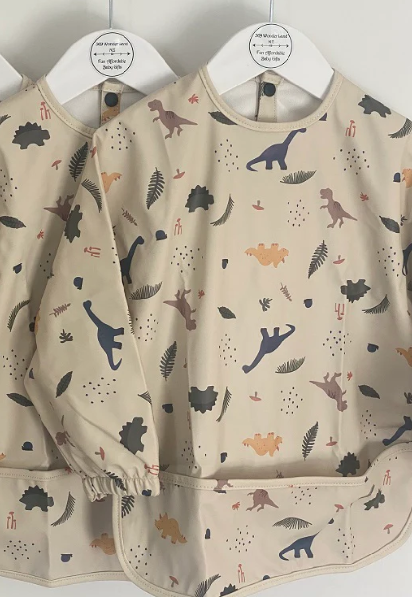Long Sleeved Waterproof Bib Dinosaur