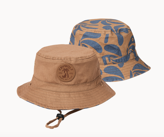 Reversible Bucket Hat Indigo Palms