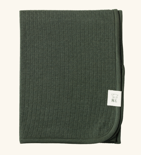 Merino Pointelle Wrap - Thyme